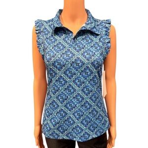 GOTTEX Golf & Tennis Active Shirt Top Polo Collar Blue NWT Small